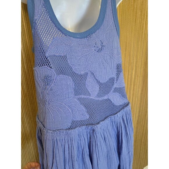 NWOT XS Maxi Floral Perle Blue Periwinkle Sleeveless Lined Boho - Picture 7 of 11